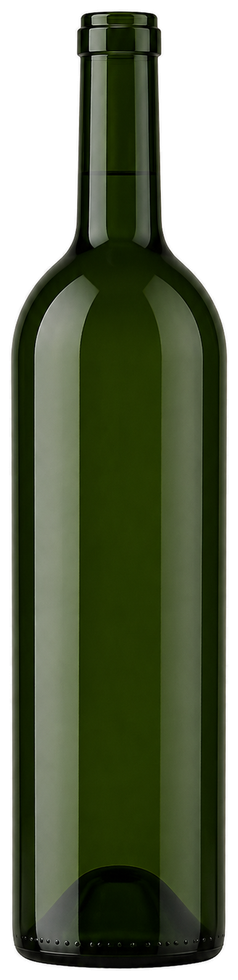750ml Bordeaux wine bottle, dark forest green glass