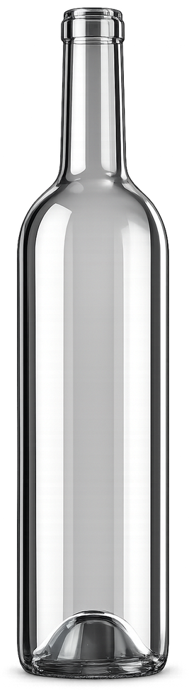 750ml Bordeaux wine bottle, clear flint glass