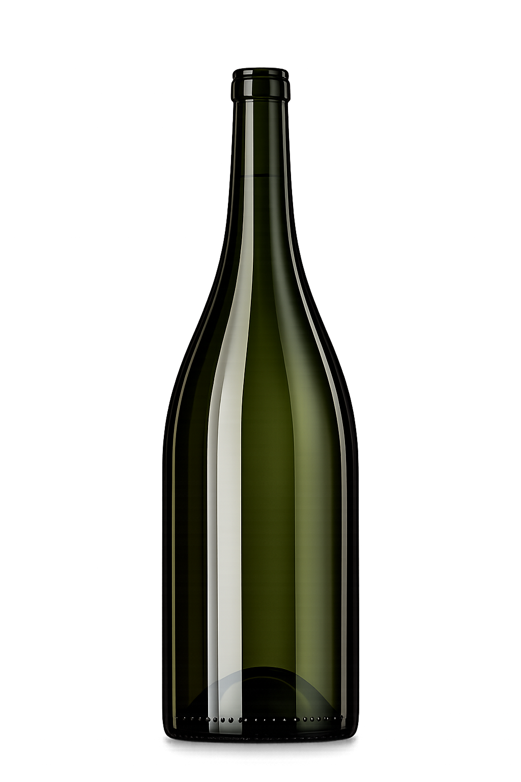 750ml Burgundy wine bottle, dark forest green glass
