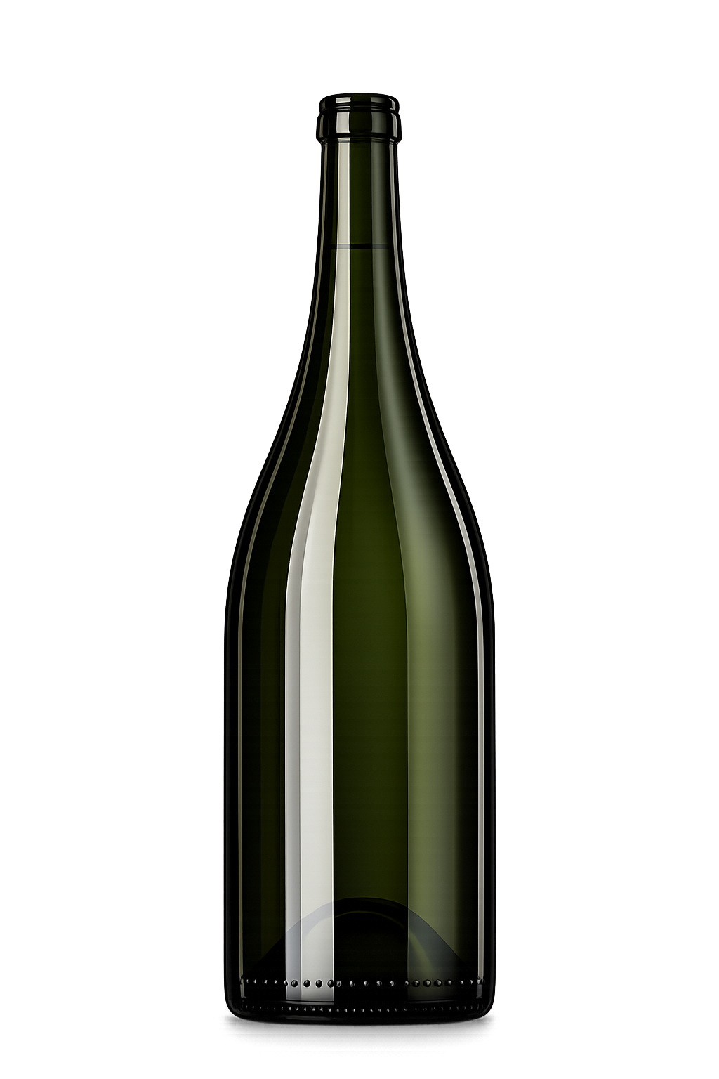 750ml Champagne sparkling wine bottle, dark green glass